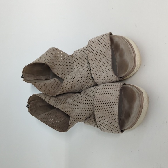 Eileen Fisher Suede Wide Straps Platform Sandals Gray 8 summer retro 90s casual - Picture 2 of 9